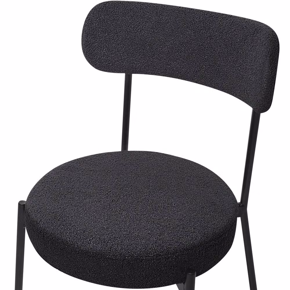 Wyld and Coco Black Bouclé Dining Chairs Set of 2 with Matt Metal Legs – 4
