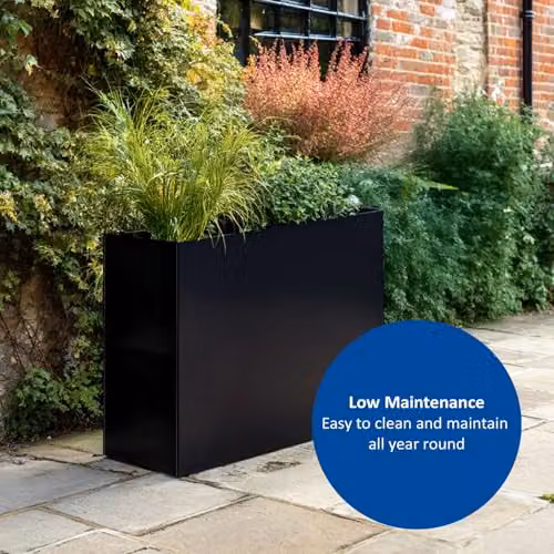 Nicoman Galvanised Steel Metal Trough Planter, Black, W/D/H: 90 x 30 x 82 cm – 3