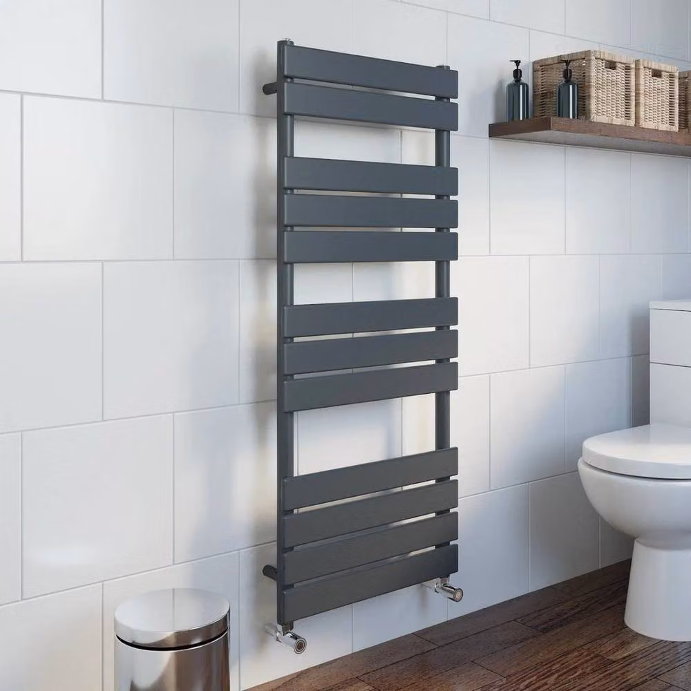 KORVIXA Grey Steel Wall Mounted Bathroom Heated Towel Rail Radiator, W/D/H: 52 x 52 x 100 cm – 3