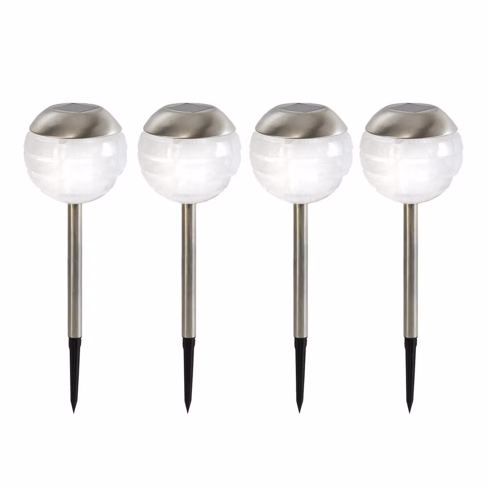 Gainsborough Solar Sphere Garden Stake Lights with Warm White LEDs in Chrome and Transparent Plastic – 2