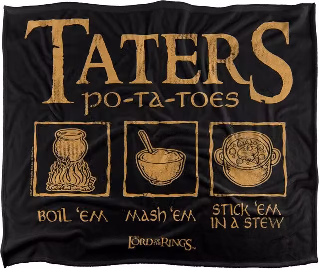 Warner Bros. Lord of the Rings Taters Silky Touch Super Soft Childrens Fleece Throw Blanket, Multicolour, W: 91.44 cm, L: 147 cm – 6