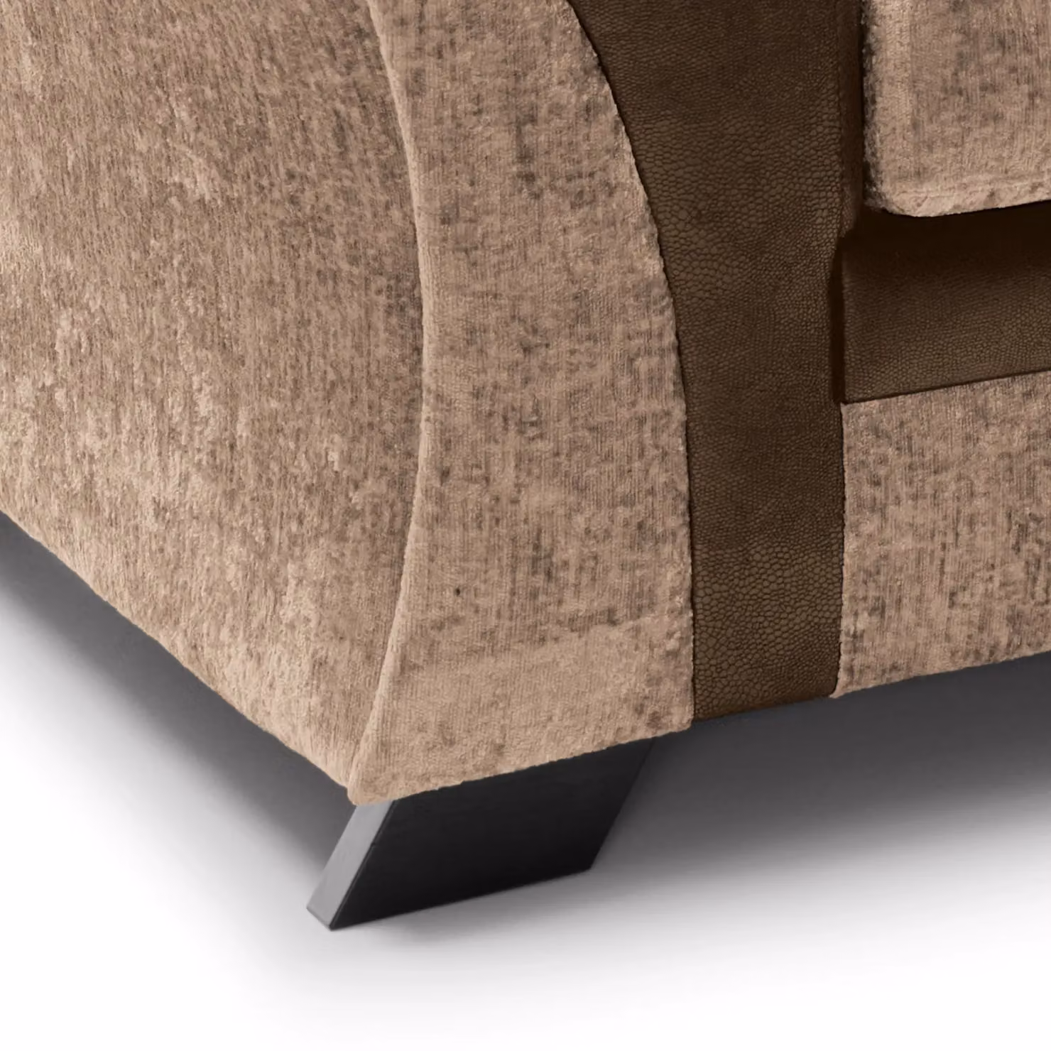 Abakus Direct Farrow Left Facing L-Shape Corner Sofa in Brown and Beige Leather and Chenille Fabric – 4
