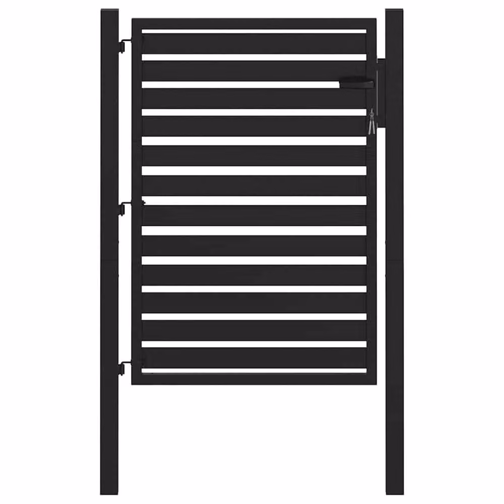 Berkfield Home Lockable Aluminium Garden Gate in Black, W: 100 cm, H: 120 cm – 2