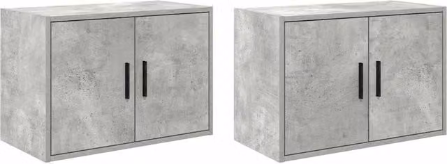 Berkfield Home Wall Mounted Garage Cabinets, 2 Piece Set in Concrete Grey Matt Engineered Wood – 1