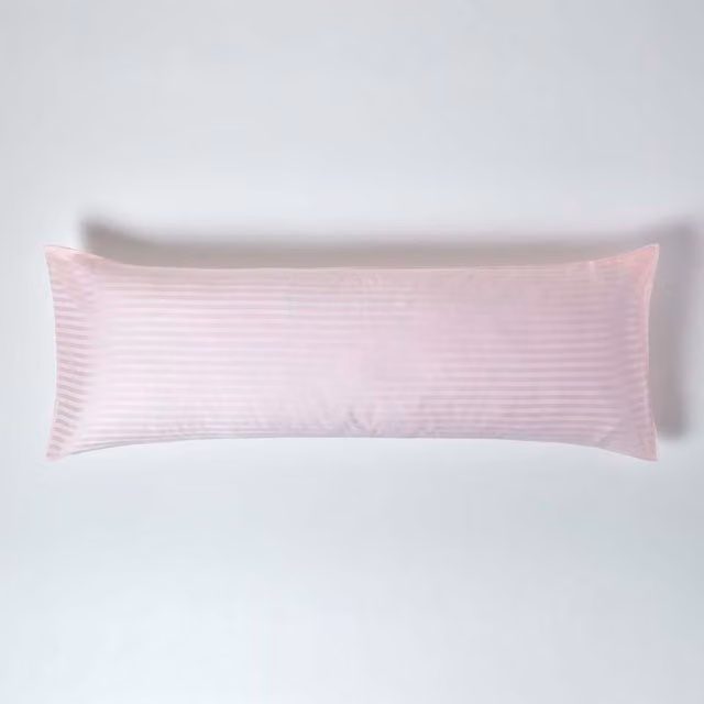 Homescapes 330 Thread Count Egyptian Cotton Percale Body Pillowcase, Pink