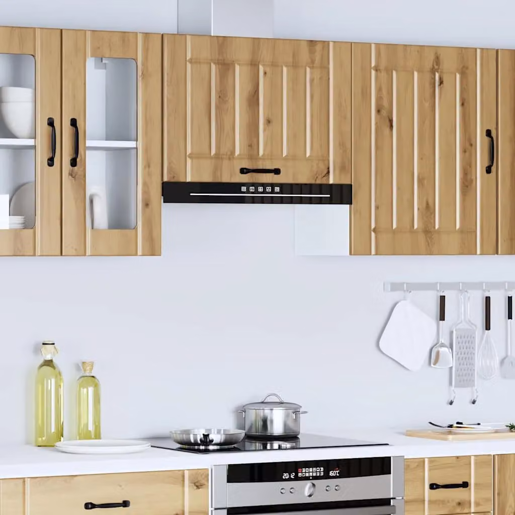 Berkfield Home Lucca Kitchen Wall Cabinet in Artisan Oak Brown with Glass Doors – 2
