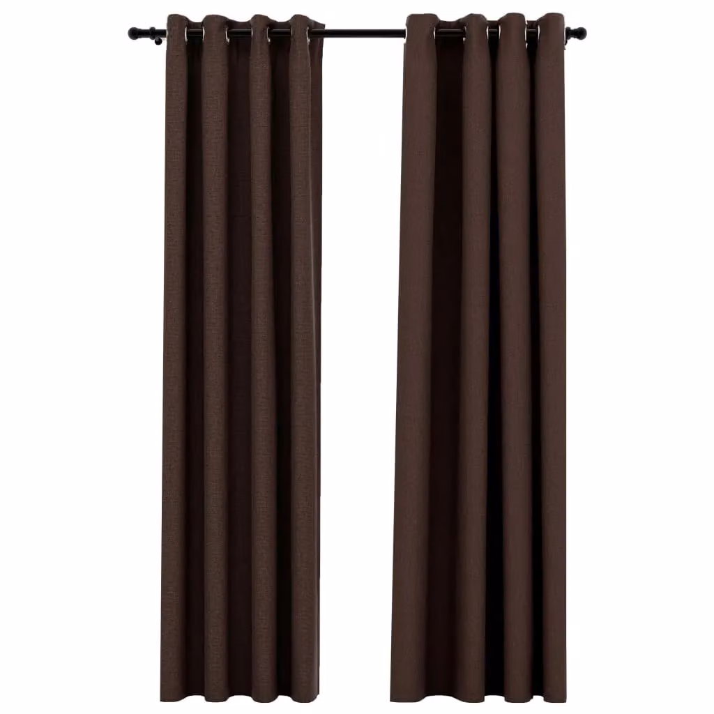 Berkfield Linen-Look Blackout Curtains with Eyelets, 2 Pack, Taupe, W: 140 cm, H: 225 cm – 2