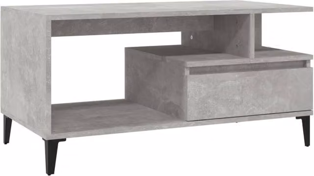 Berkfield Home Industrial Rectangular Coffee Table in Concrete Grey, W/D/H: 90 x 49 x 45 cm