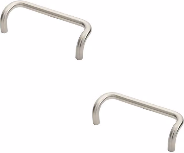 Loops 2-Pack Cranked Bow Door Pull Handles in Brushed Satin Stainless Steel, Fixing Centres: 225 mm, Diameter: 19 mm