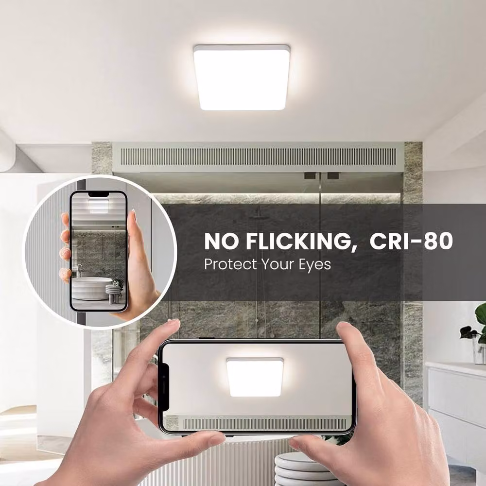 COMELY 36W Modern Square LED Ceiling Light, IP44 Rated, 4000K, White – 4