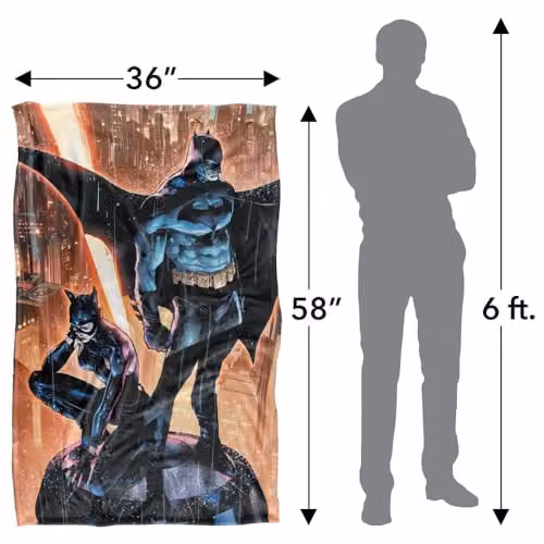 Warner Bros. Batman Catwoman Over City Super Soft Silky Touch Fleece Throw Blanket, Multicolour, W: 91.44 cm x L: 147 cm – 4