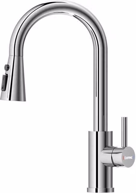 Dayone Stainless Steel Kitchen Sink Mixer Tap with Single Lever and 360 Degree Swivel Spout in Silver – 1