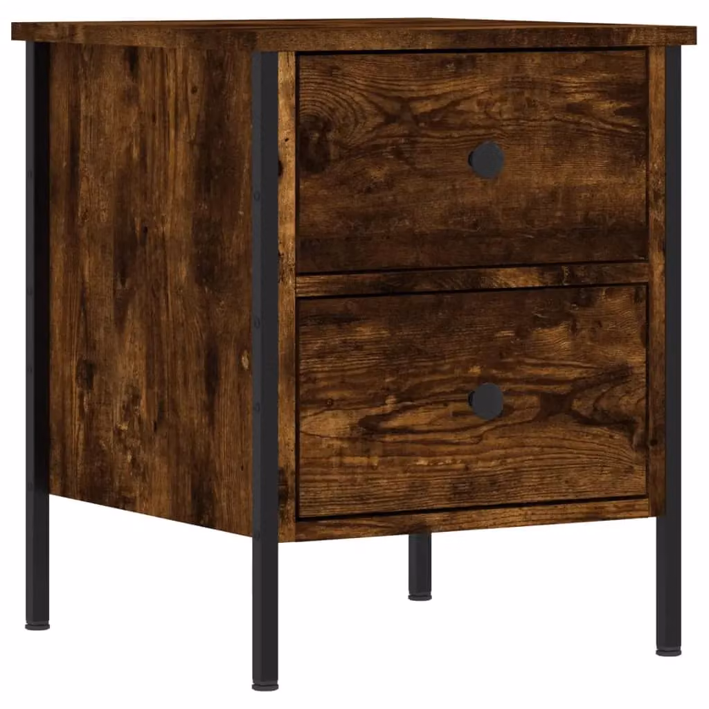 Berkfield Home Set of 2 Smoked Oak Bedside Cabinets in Brown, W/D/H: 40 x 42 x 50 cm – 3