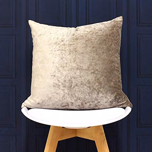 Paoletti Verona Crushed Velvet Square Polyester Filled Cushion in Beige, W/D/H: 55 x 55 x 55 cm – 2