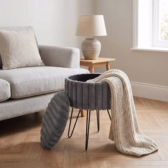 GAVENO CAVAILIA Ribbed Hairpin Storage Stool in Grey – 1