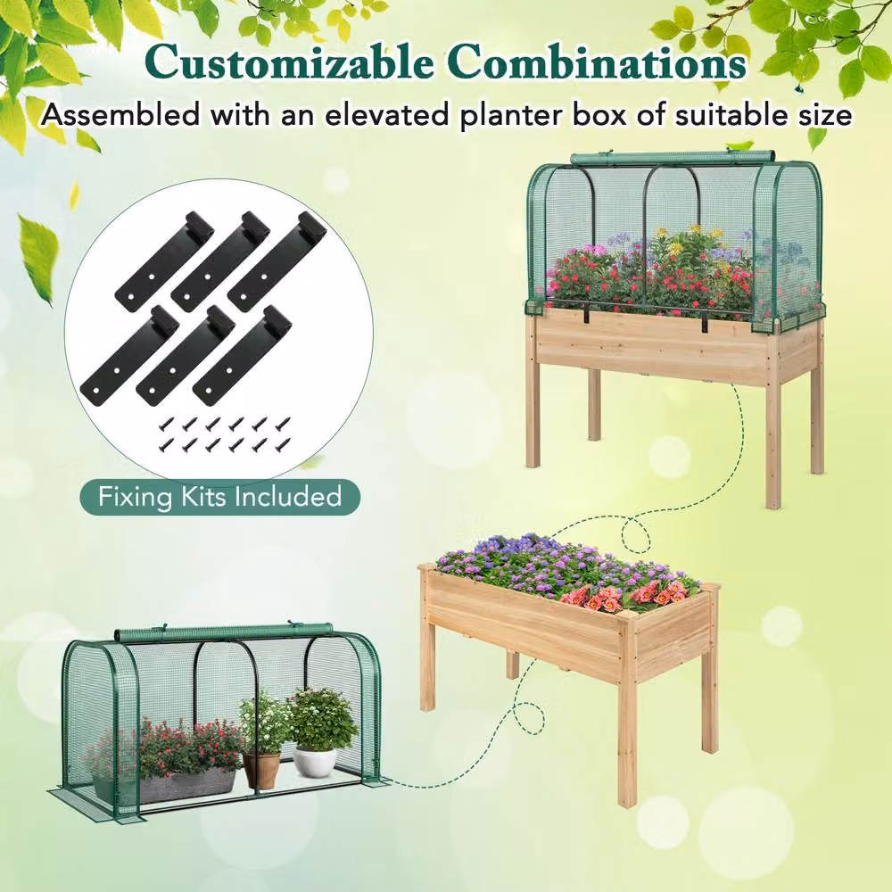 Gymax Mini Tunnel Greenhouse in Green with Waterproof PE Cover, W/D/H: 118 x 55 x 60 cm – 2