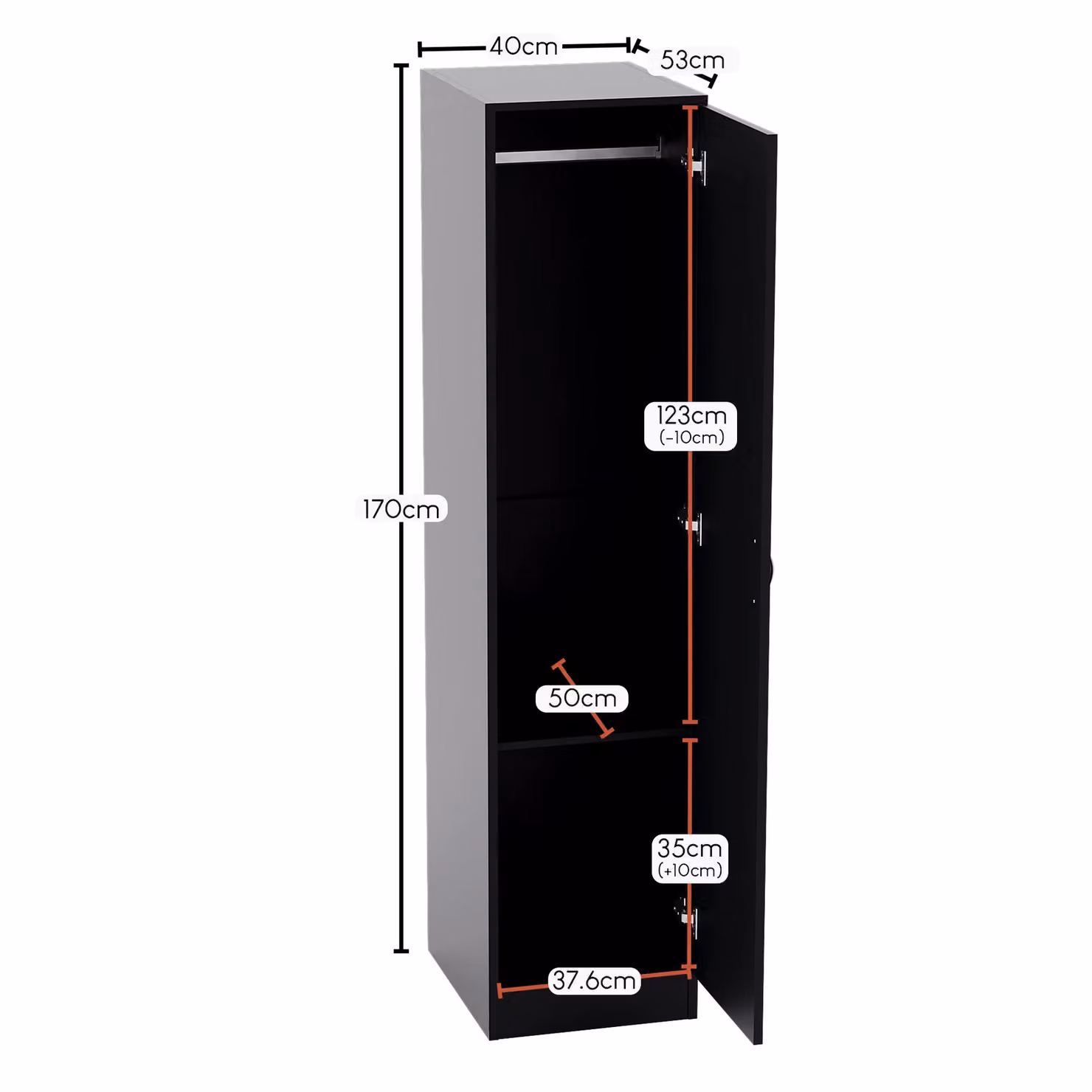Vida Designs Riano 1 Door Wardrobe Storage Organiser in Black – 2