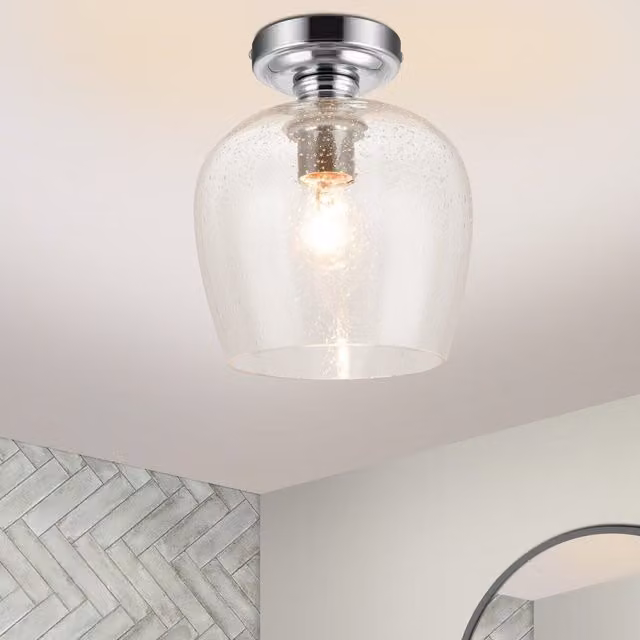 COSYLYTE Oakdale Chrome and Glass Bathroom Ceiling Light