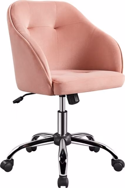 Yaheetech Modern Pink Velvet Upholstered Task Chair for Home Office