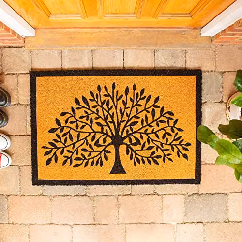 Nicola Spring Tree of Life Coir Door Mat, Brown and Multicolour, W: 90 cm, D: 60 cm – 2