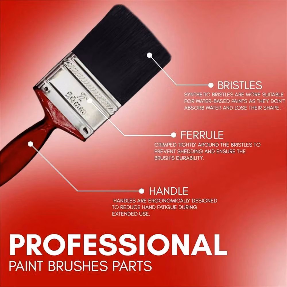 EONLION 10 Pack Durable Fine Synthetic Paint Brush Set in Red for Water-Based Paints – 3
