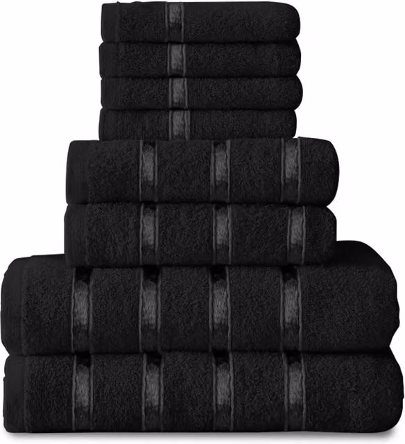 Gaveno Cavailia 8-Piece Black Cotton Boston Towel Bale Set – 1
