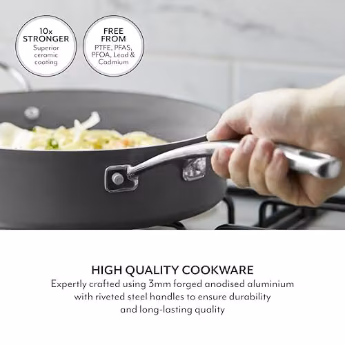 Sur La Table Hard Anodised 28cm Multi-pan with Tempered Glass Lid and Non-Stick Ceramic Coating, Grey – 2