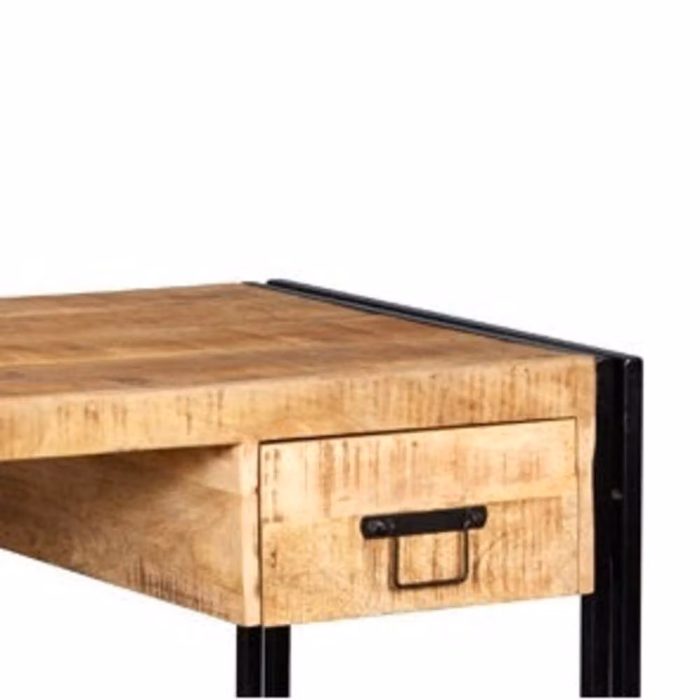 Wyld Haus Toivakka Reclaimed Wood and Metal Writing Desk with 2 Drawers, Brown, W: 120 cm, D: 60 cm, H: 75 cm – 3