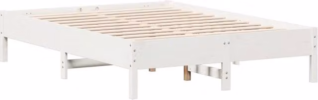 Berkfield Home White Solid Pine Wood Bed Frame W/D/H: 140 x 190 x 36.5 cm