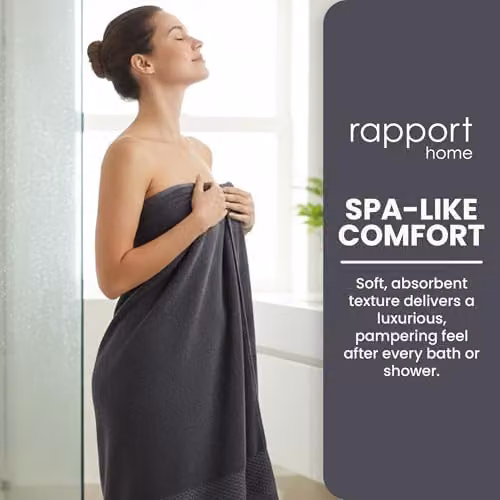 Rapport Home Eden Weave 2-Pack Cotton Bath Towels in Steel Grey, W/H: 70 x 120 cm – 7