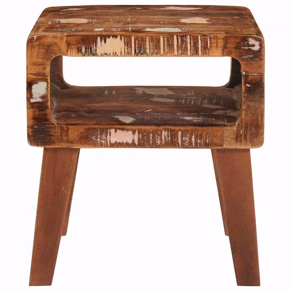 Berkfield Home Multicolour Stylish End Table with Shelf in Solid Reclaimed Wood – 2