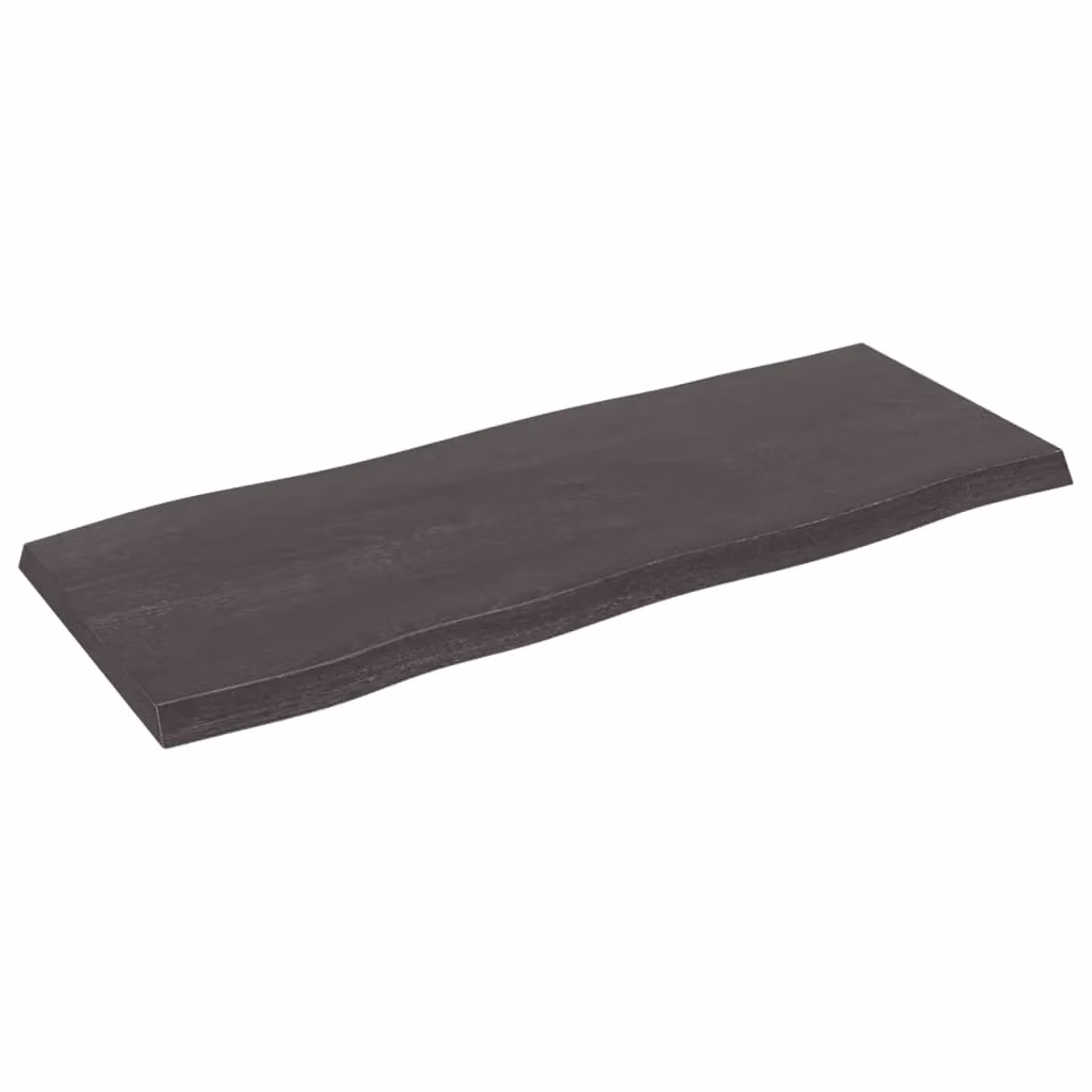 Berkfield Home Table Top Live Edge Countertop in Treated Solid Wood, Dark Grey and Brown, W: 100 cm, D: 40 cm, H: 2-4 cm – 2