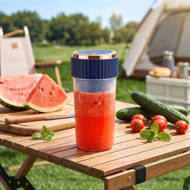 Livingandhome Portable Personal Blender with 6-Leaf 304 Stainless Steel Blade in Blue