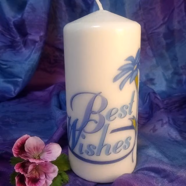 Viki White Floral Pillar Candle Wishes Set of 2