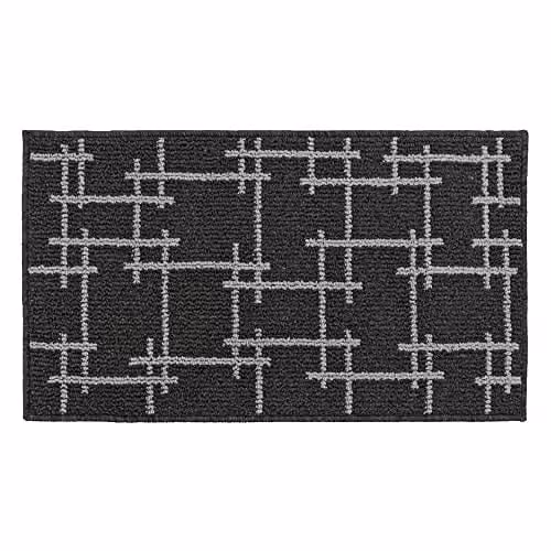 JVL Vector Machine Washable Latex Backed Doormat, Black, W: 40 cm, D: 70 cm