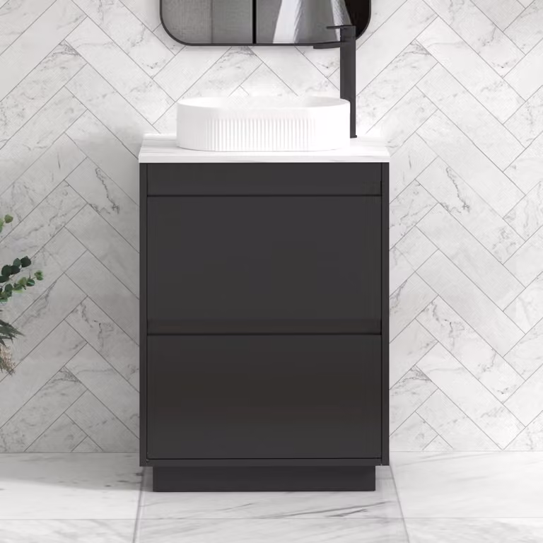 Royal Bathrooms Orion 800mm Matt Obsidian Black Floor Standing Vanity Unit with Lyon Basin and 2 Drawers