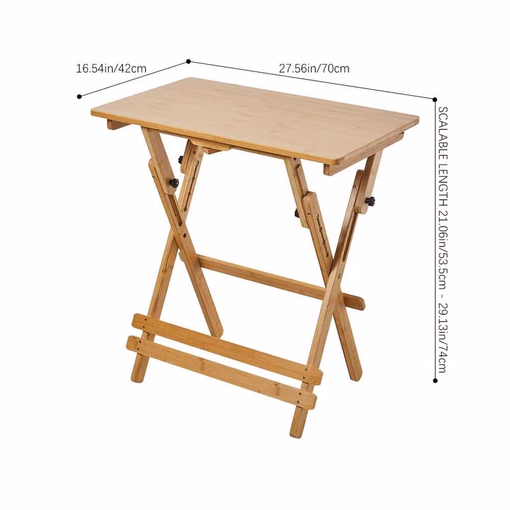 KORVIXA Folding Bamboo Wooden Computer Desk in Brown, W/D/H: 100 x 100 cm – 2