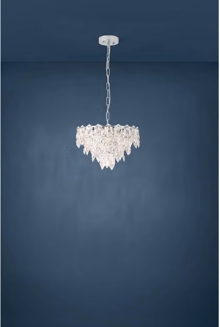 Eglo Carvario Glass Pendant Chandelier Light in Chrome and Transparent