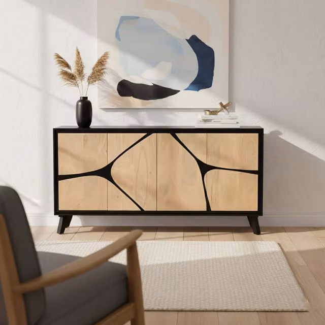 IH Design Dusk Mango Wood Wide Sideboard in Tan