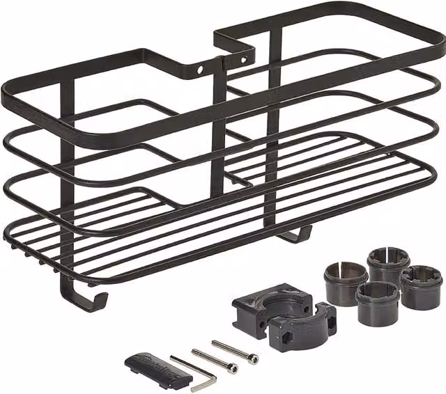 Metaltex Origin Lava Hanging Shower Rail Storage Basket in Black
