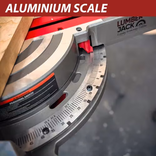 Lumberjack 12 Inch Double Bevel Mitre Saw with LED Shadow Light in Red W/D/H: 1000 x 760 x 340 mm – 11