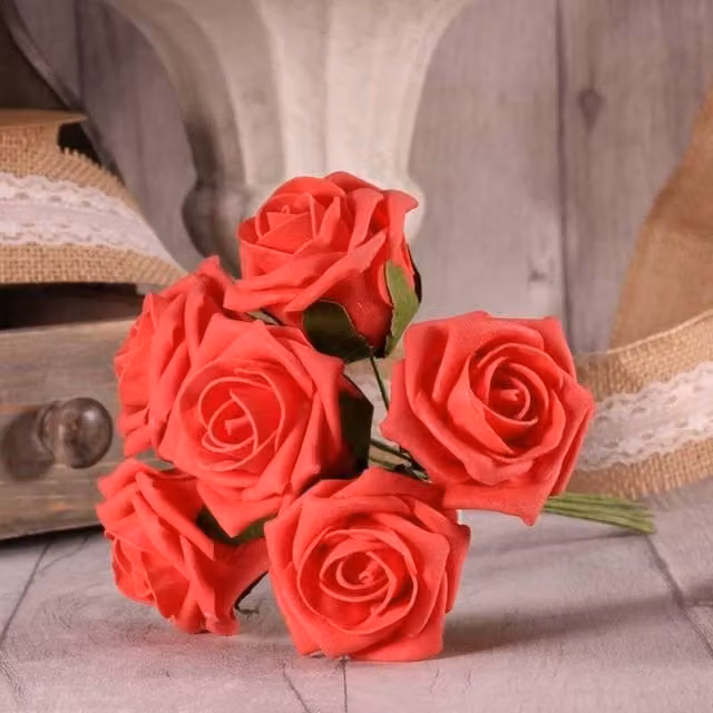 Kingsbury Gifts Bunch of 6 Small Pink Foam Tea Roses