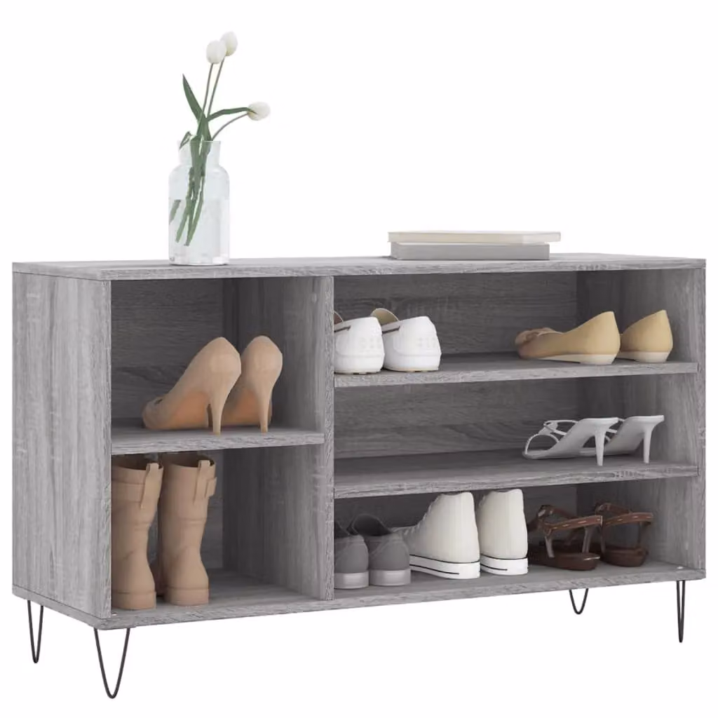Berkfield Home Modern Grey Shoe Cabinet with Hinged Doors, W/D/H: 102 x 36 x 60 cm – 3