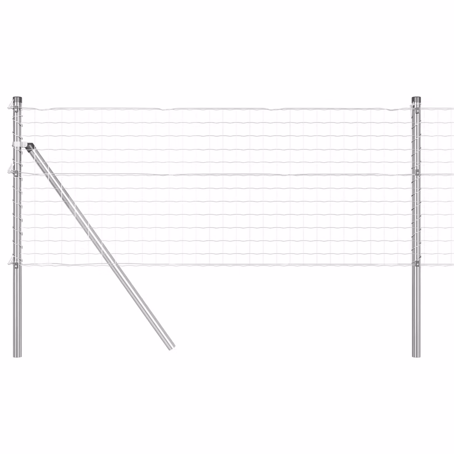 Berkfield Home Euro Fence with 7 Round Posts, Galvanised Steel, Silver, W: 10 m, H: 0.4 m – 2