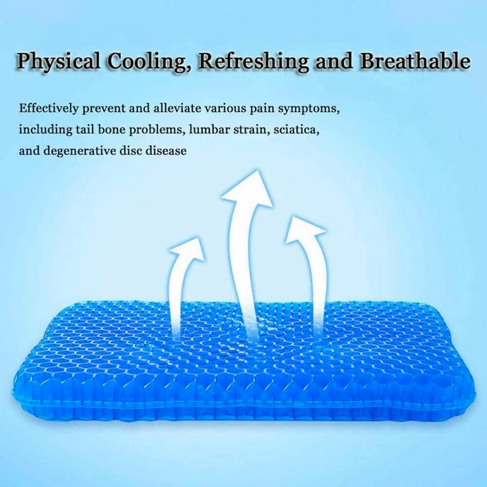FLAVORA Breathable Gel Orthopedic Seat Cushion with Non-Slip Cover in Blue, W/D: 190 x 100 cm – 3