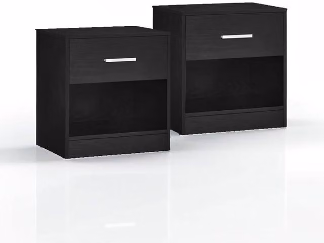 Modcraft Minimalist Black Bedside Tables with Drawers