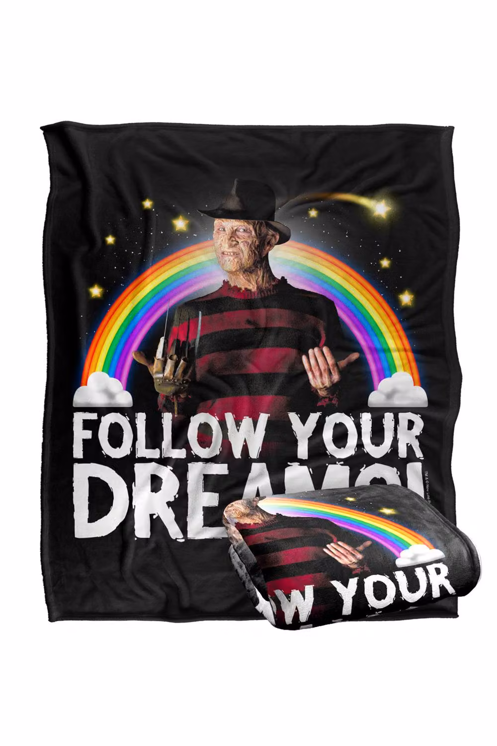 Warner Bros. A Nightmare On Elm Street (1984) Follow Your Dreams Silky Touch Super Blanket, Extra Large, Multicolour and Black – 2
