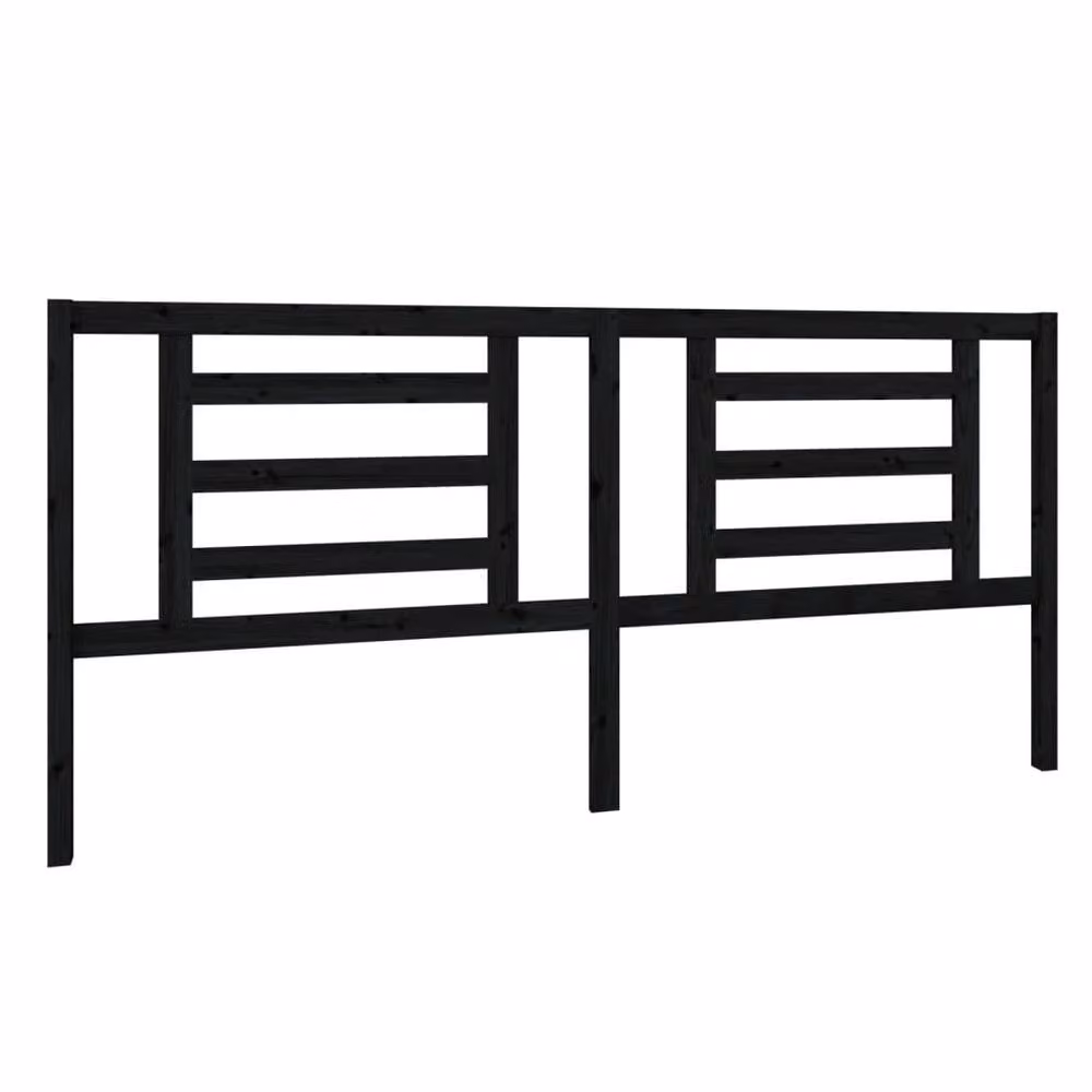 Berkfield Home Beautiful Modern Black Solid Pine Wood Bed Headboard W/D/H: 206 x 4 x 100 cm – 3