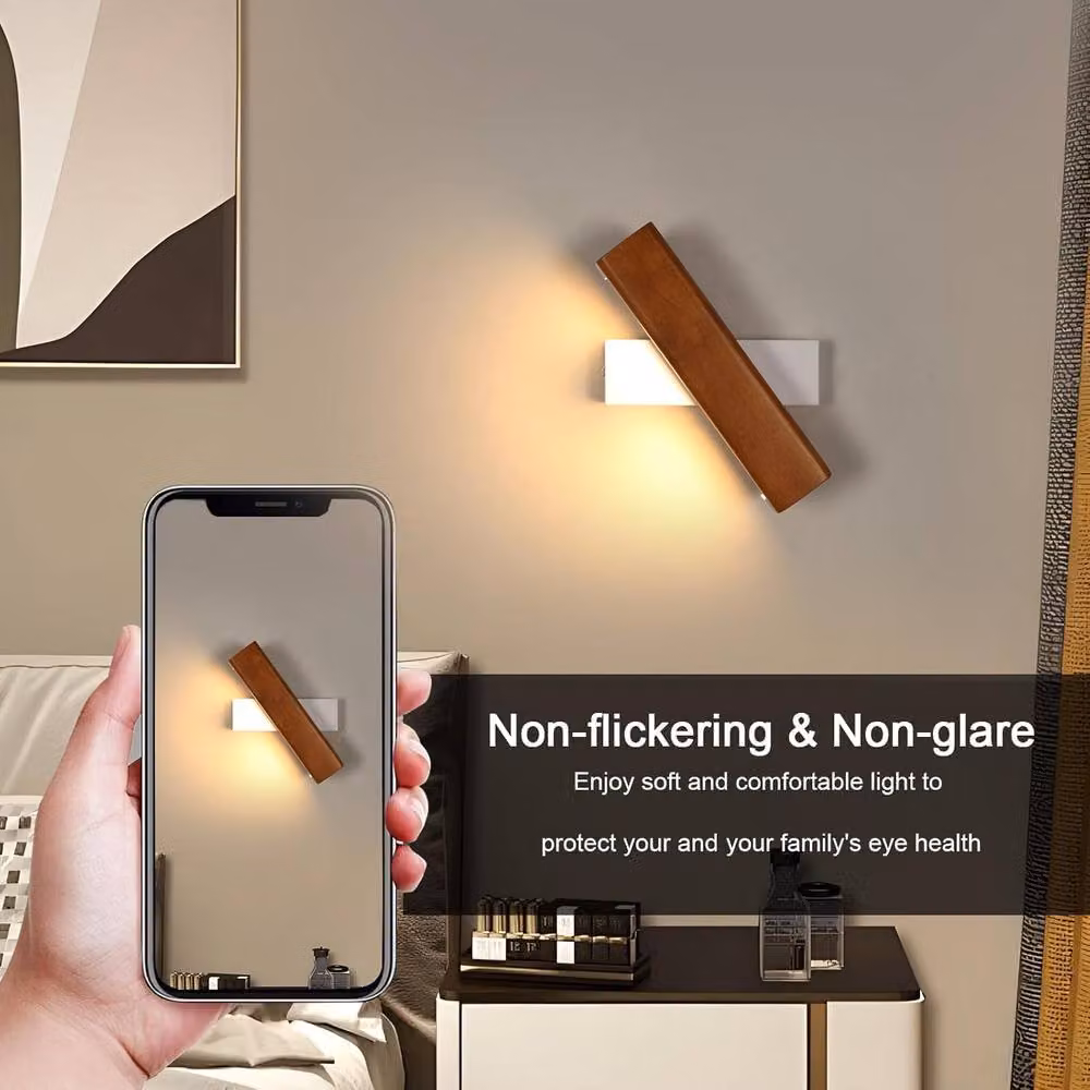 COMELY Adjustable Wooden LED Indoor Wall Lights with Warm White 3000K Illumination – 6