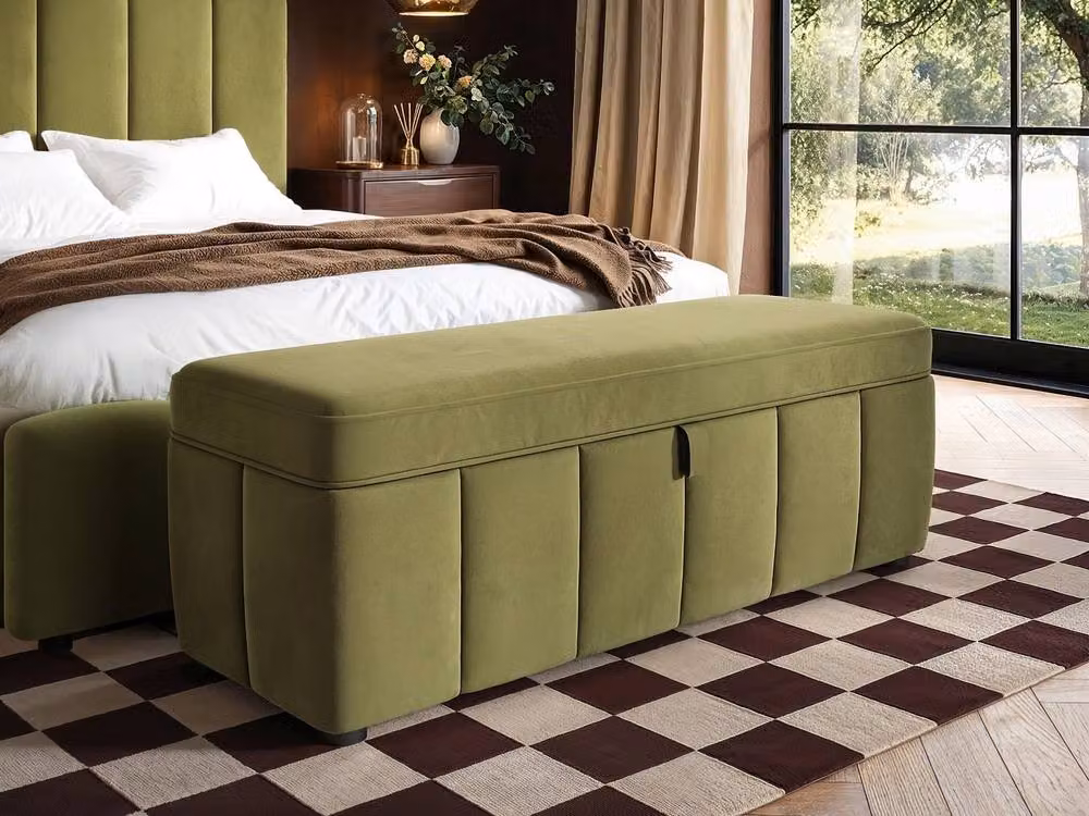 Solace+Co Emilie Upholstered Blanket Box in Green – 2